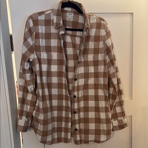 J. Crew Brown and White Button Down Shirt